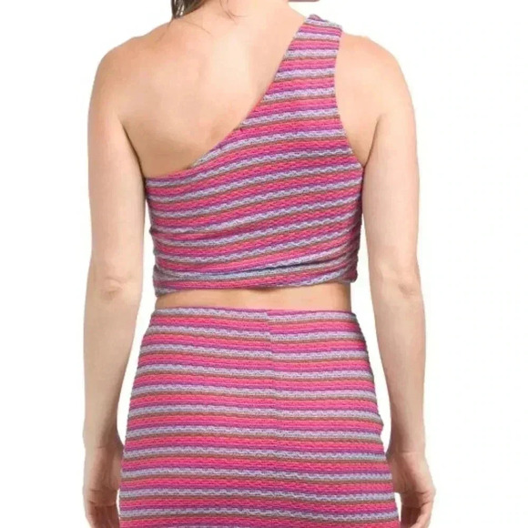 2 PC High Waisted Striped Maxi Skirt Set (PINK MULTI) - Picture 4 of 4